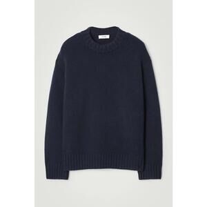 New COS Men’s CHUNKY PURE CASHMERE CREW-NECK SWEATER In Navy Size S $359